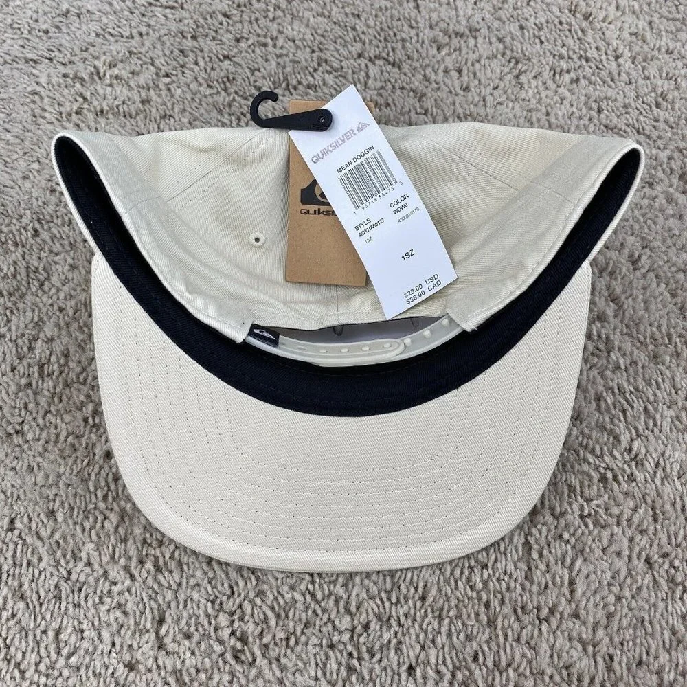 Quiksilver Mean Doggin Hat‎ Birch & Black Rose Skull Snapback Baseball Cap NWT